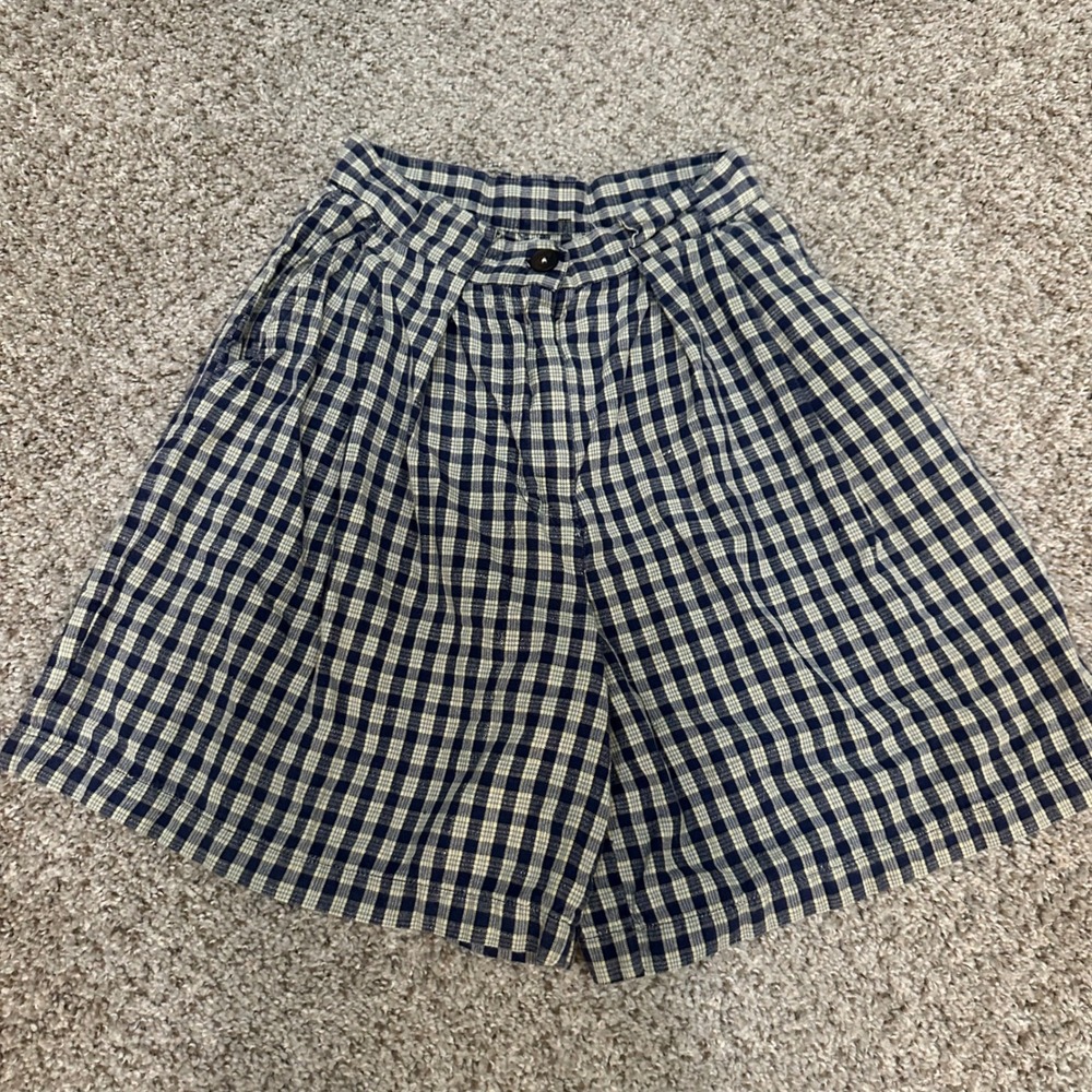 Vintage Ultra Pink Womens Small Blue Gingham Plaid Shorts Preowned Cotton